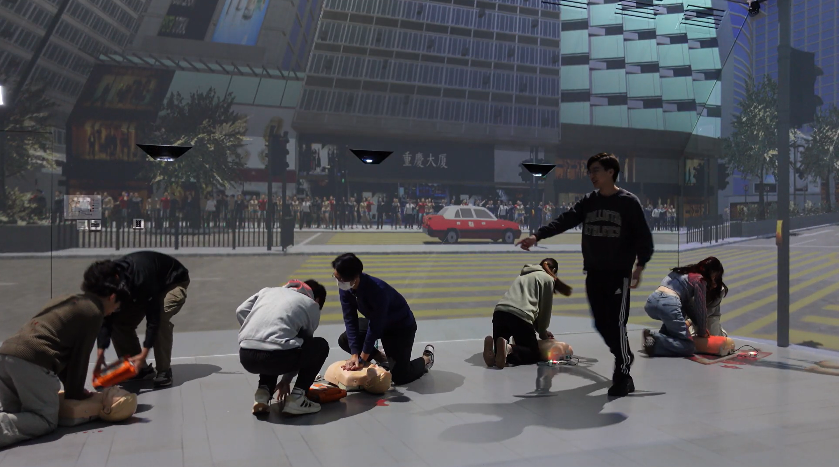Students self-organising mid-drill